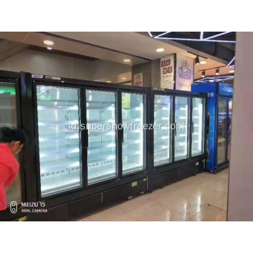 Supermarket Double Kaca Pintu Freezer